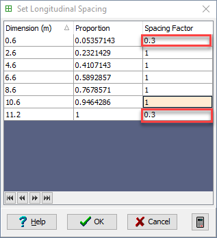 Set Longitudinal Spacing
