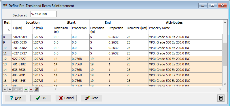Define Pre-Tensioned Beam Reinforcement