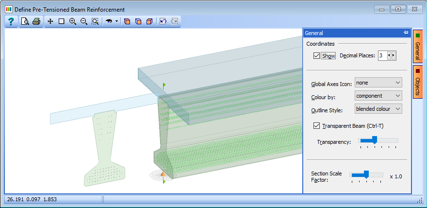 Define Pre-tensioned Beam Reinforcement