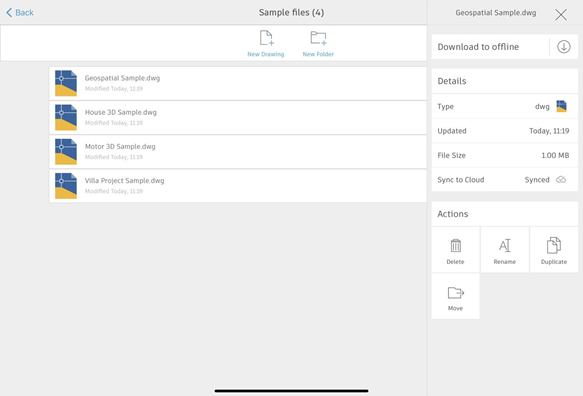 AutoCAD Mobile Application Help | File Management | Autodesk