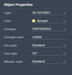 AutoCAD web application Help, Properties