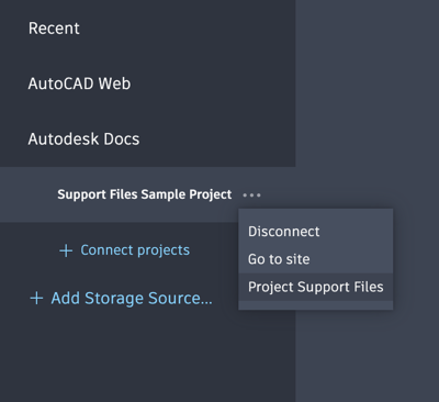 To Set Up an Autodesk Docs Project to Use Connected Support Files