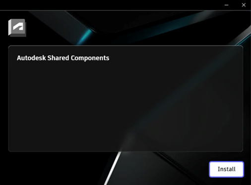 Autodesk Shared Components initial installation window.