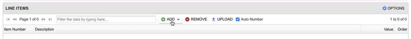 Green Add button in the Line Items section