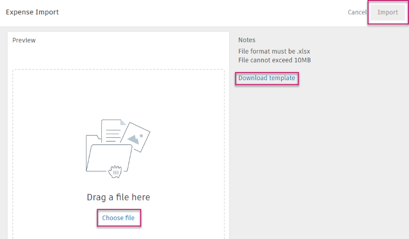 Import Excel file for expenses