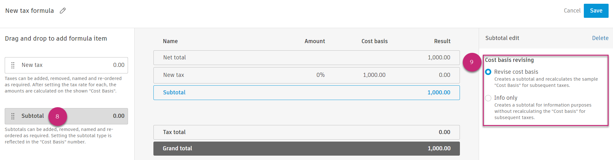 New subtotal
