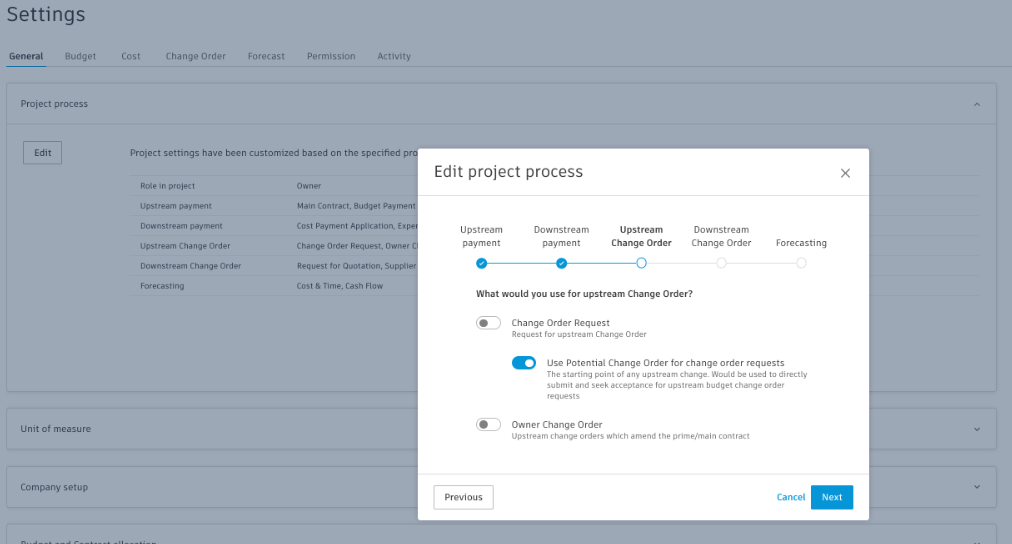 Project Process Setting