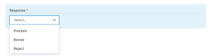 Response options dropdown