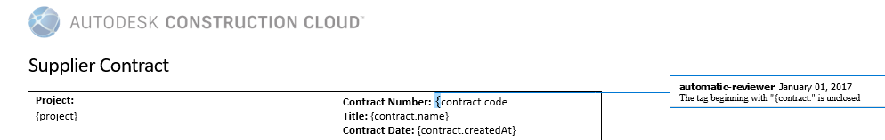 Word document showing variable review comments