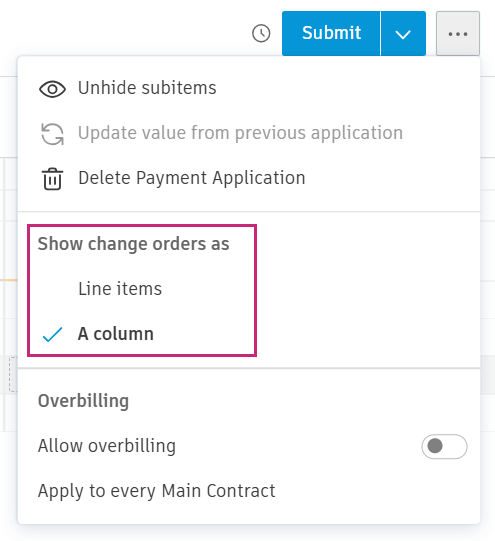 Show change orders as