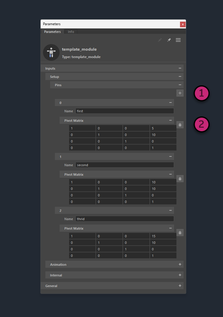 arrays in the Parameter Editor