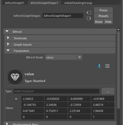 Bifrost parameters in Maya's Attribute Editor