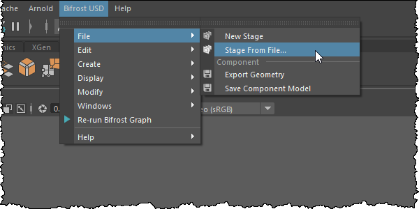 Bifrost USD Examples plug-in menu