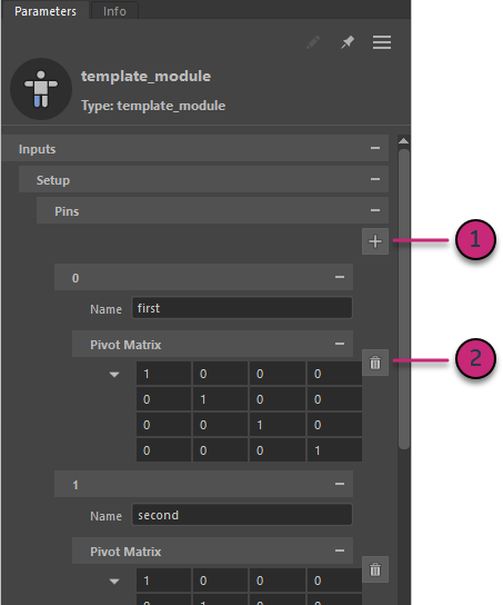 editing pins in the Parameter Editor