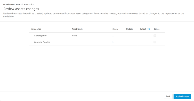 Review assets to import