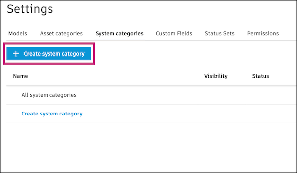 System categories tab