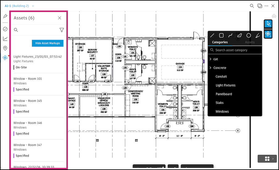 View asset markups