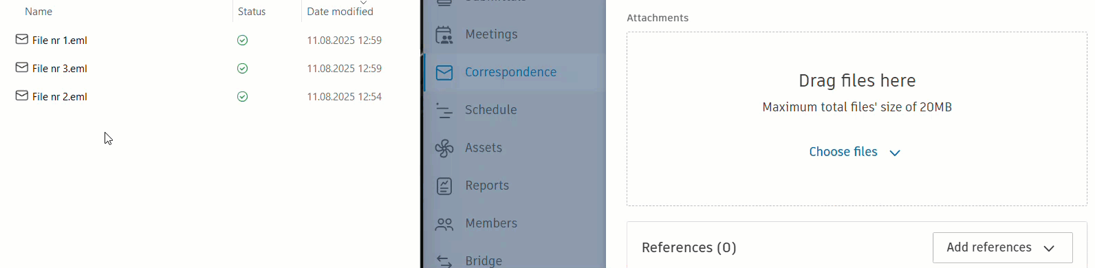 Bulk correspondence upload
