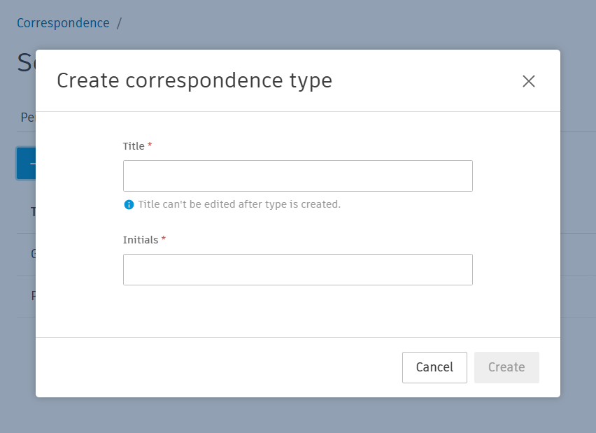 Create Correspondence Types