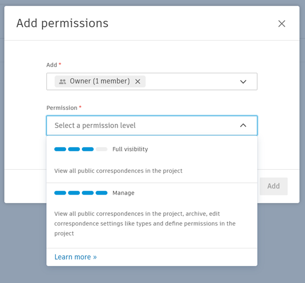 Selecting Permission Level