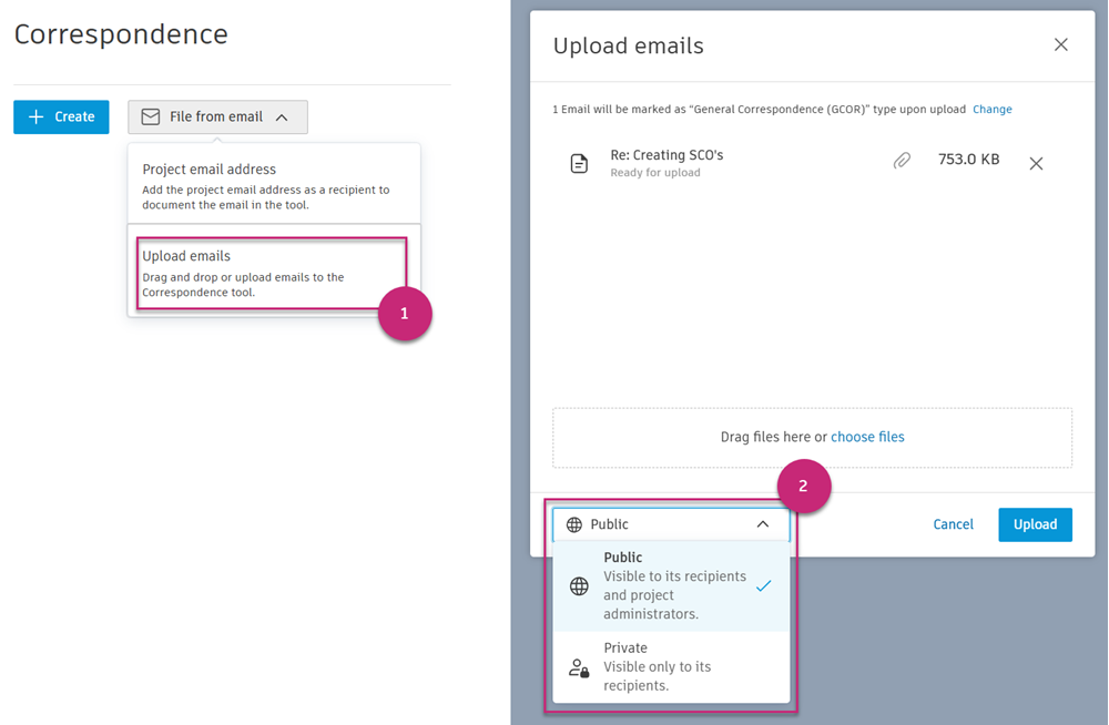 Upload Emails and Choosing Privacy