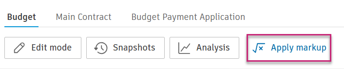 Apply markup button on the Budget view toolbar