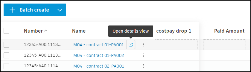 Cost payment application details