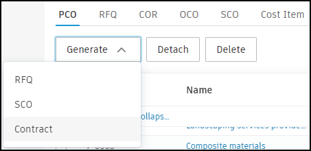Generate contract button