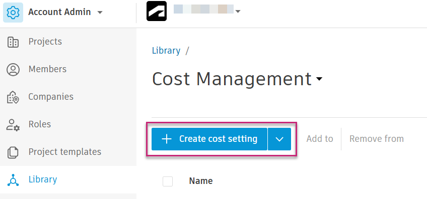 Create Cost Setting