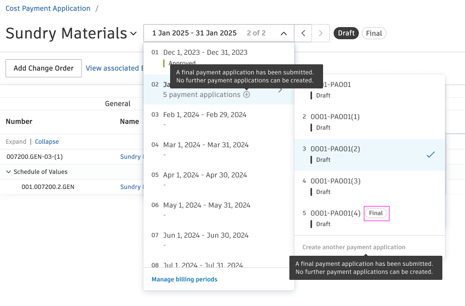 Tooltips show when application is marked as final