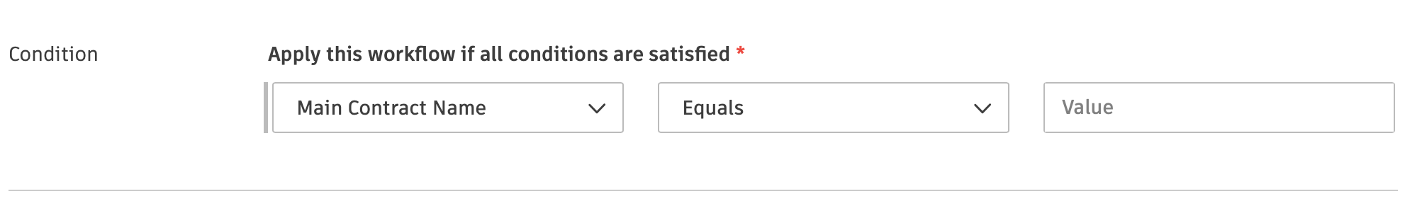 Main contract condition configuration