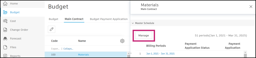 Manage billing periods interface