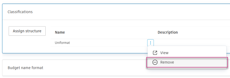 Remove classification structure confirmation dialog