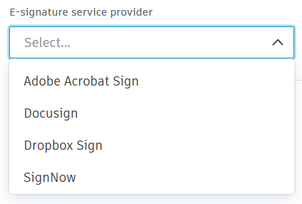 Select E-Signature Provider