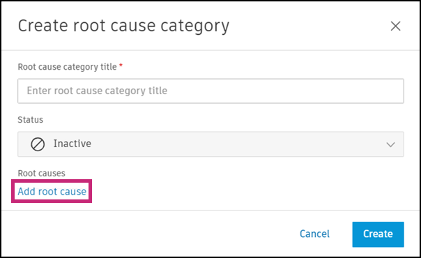 Create root cause category