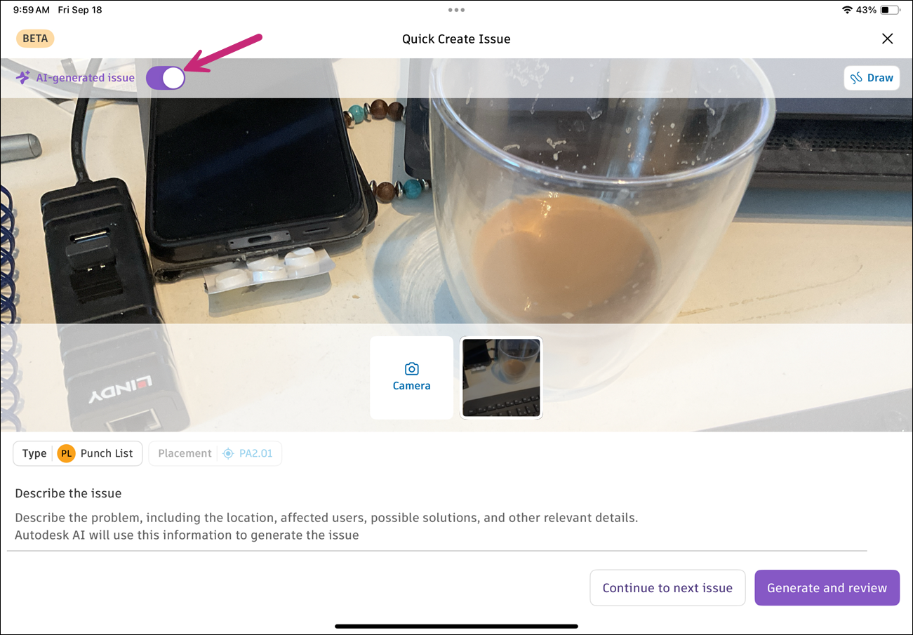 AI issue creation toggle