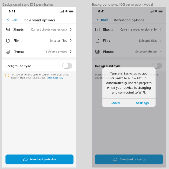 iOS Background Sync Screen