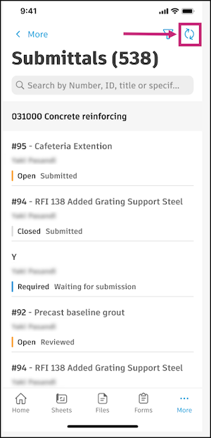 In-Project Sync Button