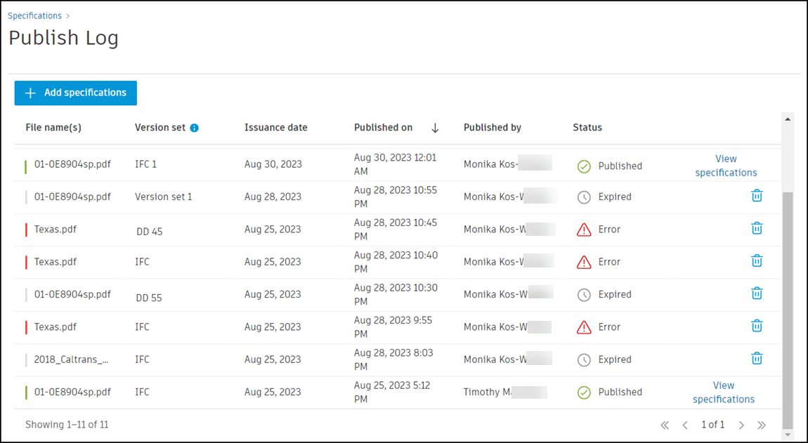 View Publish Log