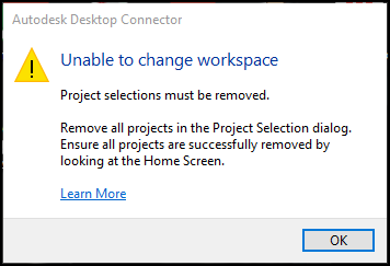 Unable to Change Workspace