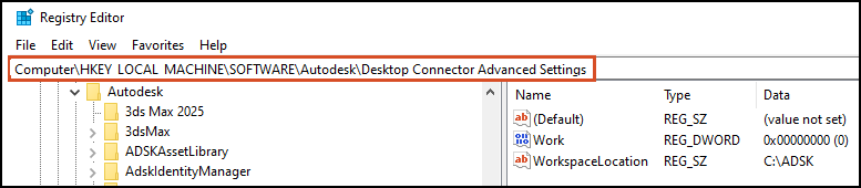 Change Workspace HKLM