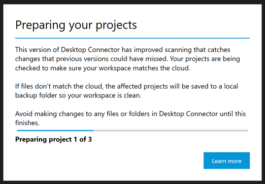 Preparing your projects dialog