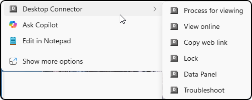 image of right-click commands