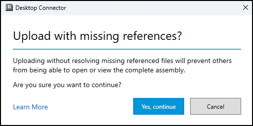 Upload with Missing References Confirmation