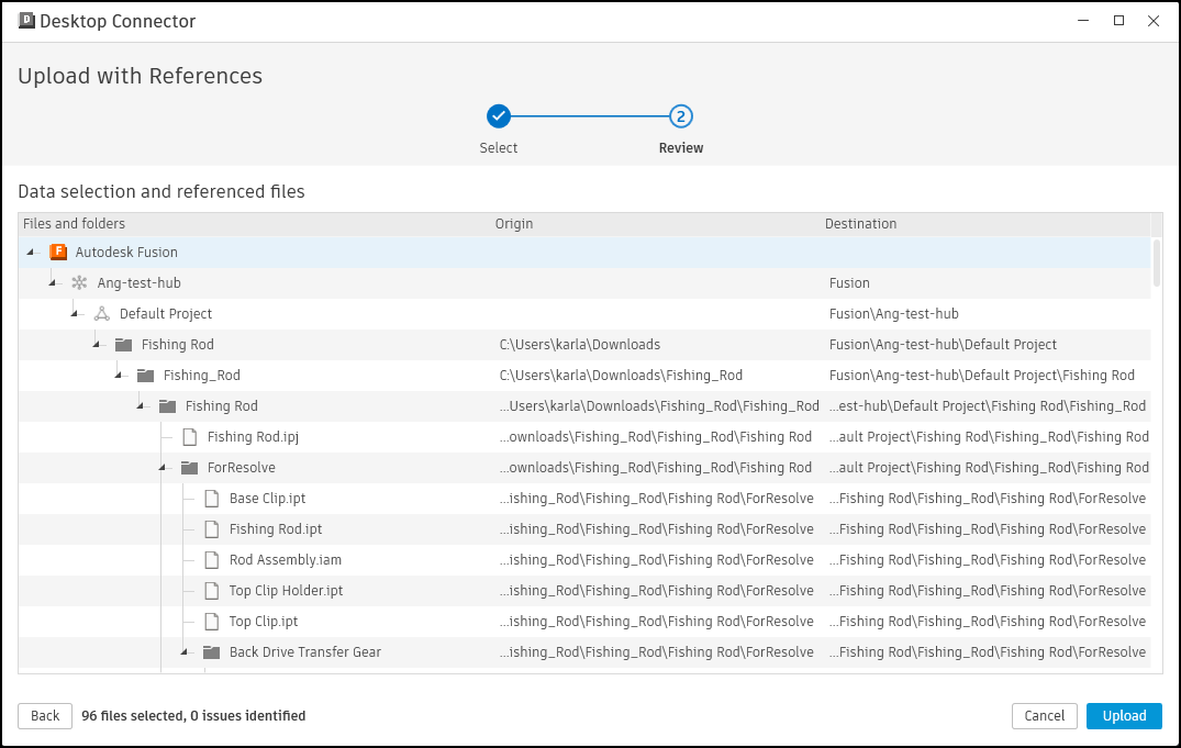 Upload with References Review Screen