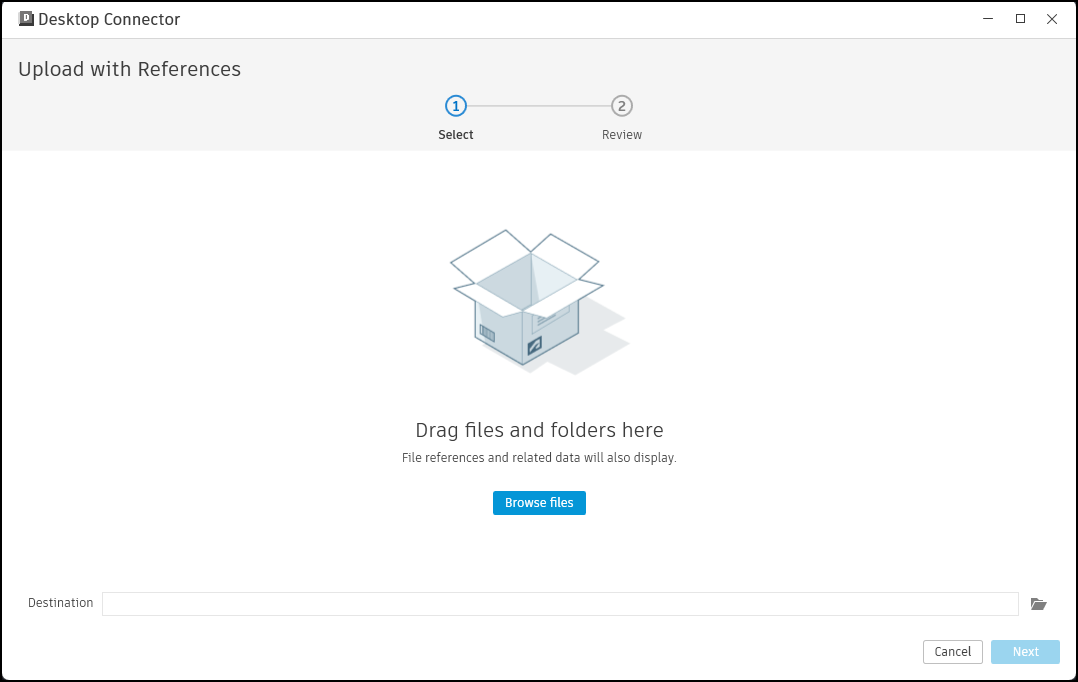 Upload with References Select Screen