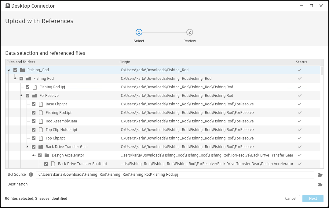 upload with references select step