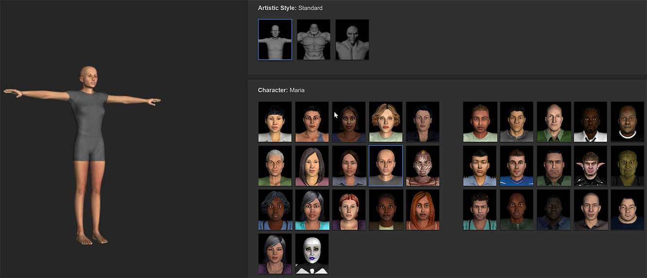 Blended facial shapes of a human face created by using slider