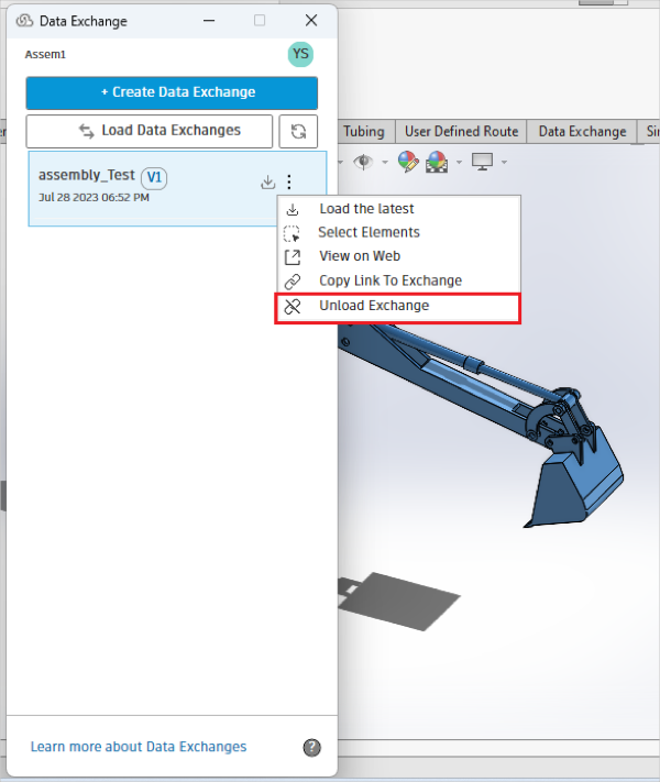 Unloading a data exchange
