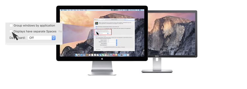 mac dual monitors different applications